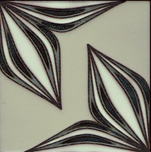 Hana in Silver (6"x6") - Handpainted Ceramic Tile Second for Kitchen, Bathroom, Wall & Table Decor
