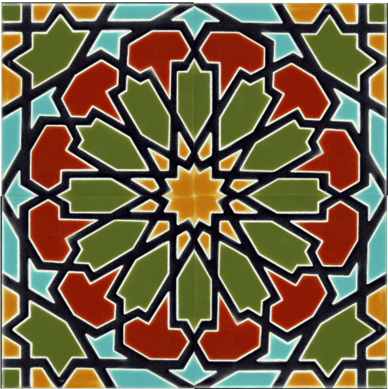 Persian Star 2 in Festival (6"x6") - Handpainted Ceramic Tile Second for Kitchen, Bathroom, Wall & Table Decor