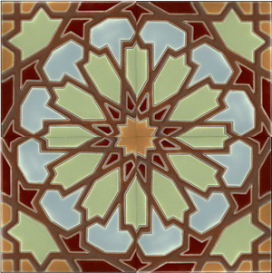 Persian Star 2 in Autumn Festival (8"x8") - Handpainted Ceramic Tile Second for Kitchen, Bathroom, Wall & Table Decor