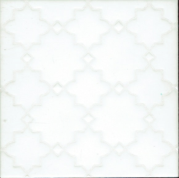 Berber 2 in Solid White (6"x6") - Handpainted Ceramic Tile Second for Kitchen, Bathroom, Wall & Table Decor