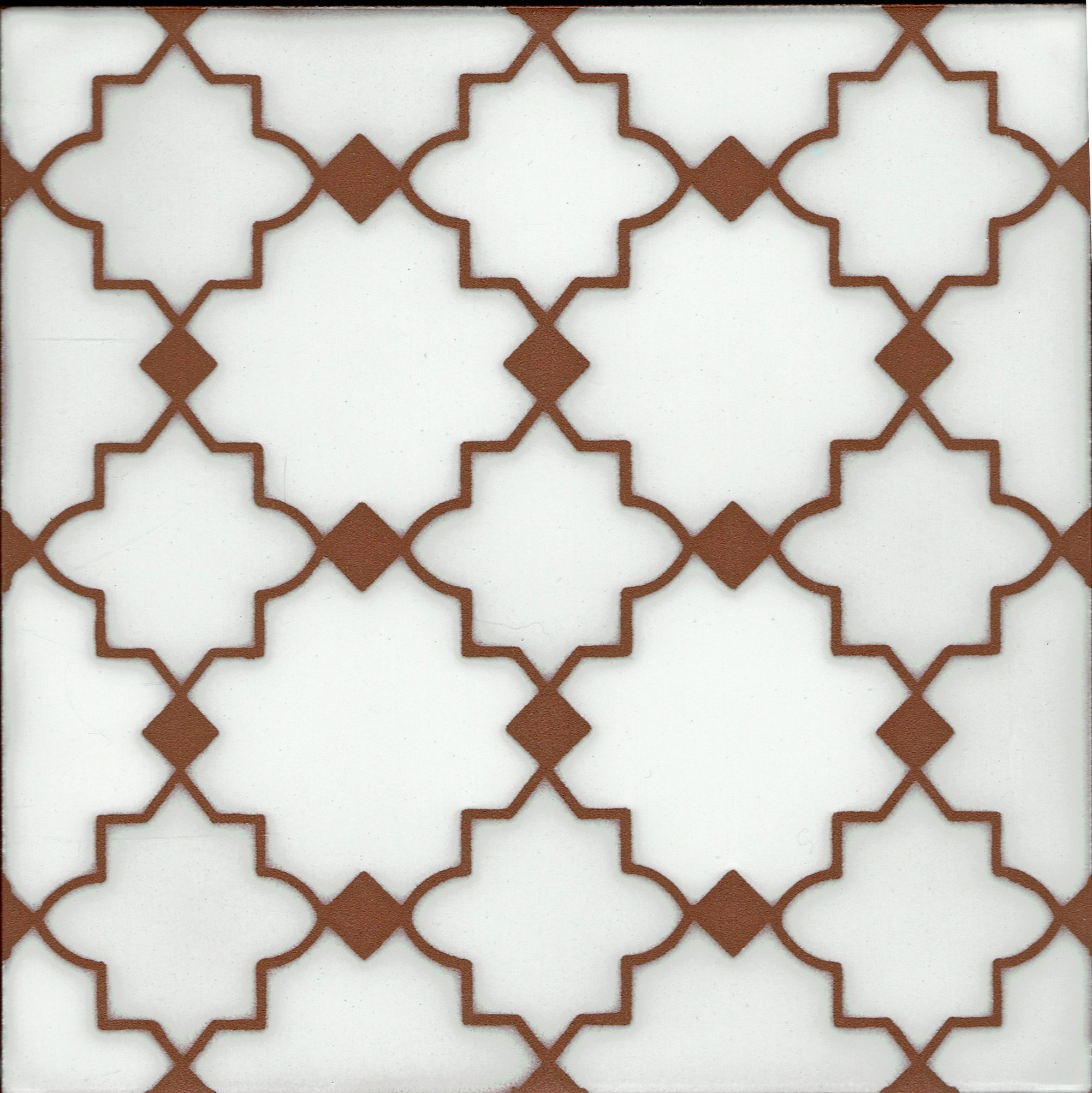 Berber 2 in White (8"x8") - Handpainted Ceramic Tile Second for Kitchen, Bathroom, Wall & Table Decor