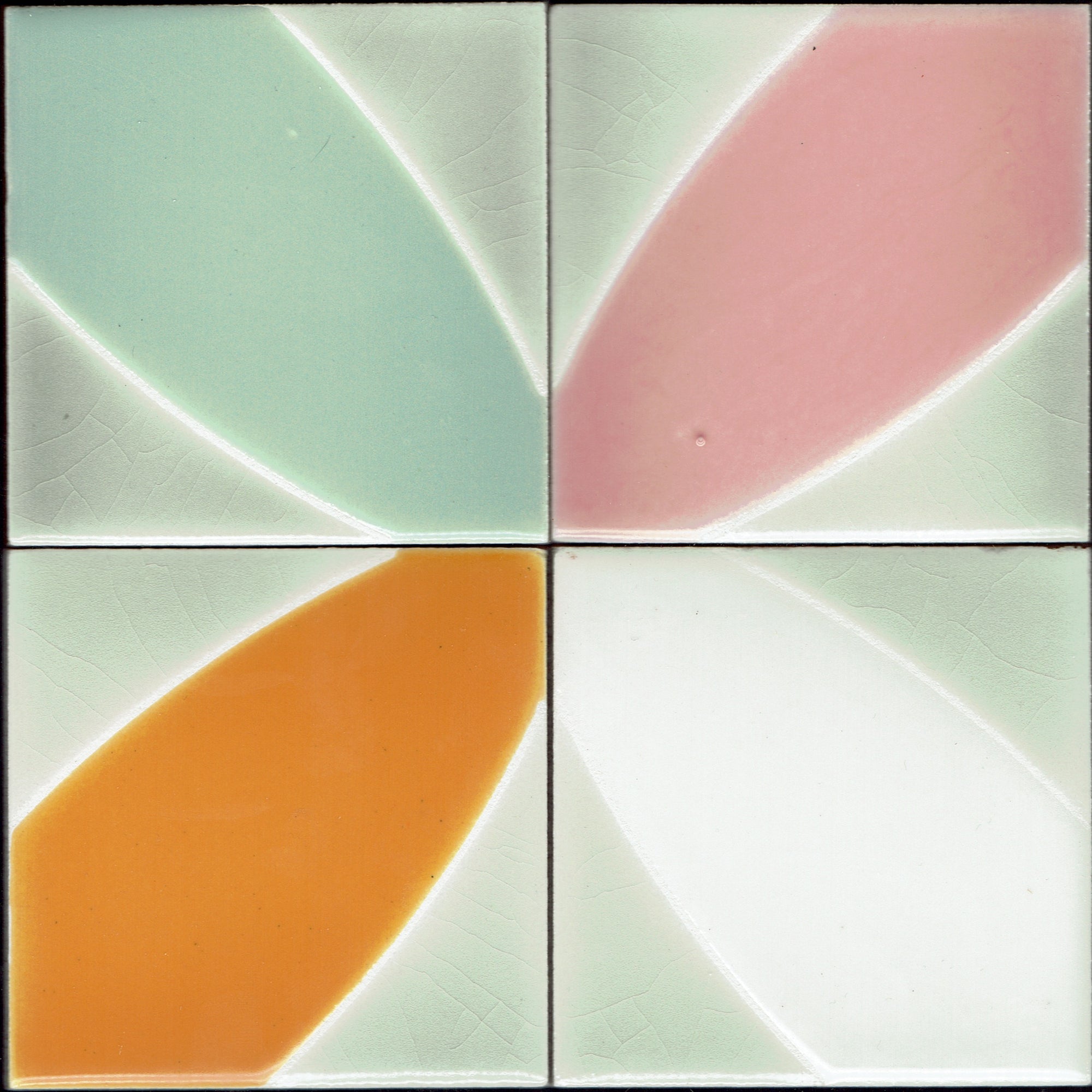 Folia Coasters: Set A (4"x4") - Handpainted Ceramic Tile Coasters for Kitchen, Bar, Bathroom, Wall & Table Decor