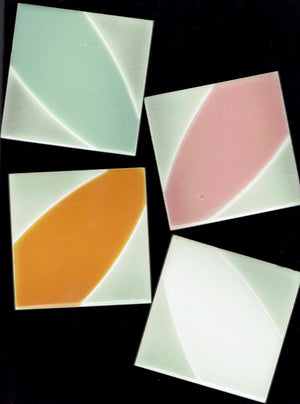 Folia Coasters: Set A (4"x4") - Handpainted Ceramic Tile Coasters for Kitchen, Bar, Bathroom, Wall & Table Decor