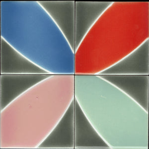 Folia Coasters: Set B (4"x4") - Handpainted Ceramic Tile Coasters for Kitchen, Bar, Bathroom, Wall & Table Decor