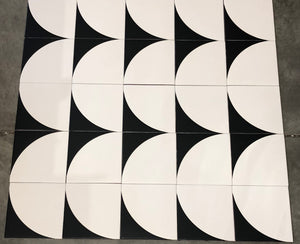 Quarter B&W (8"x8") - Handpainted Ceramic Tile Second for Kitchen, Bathroom, Wall & Table Decor