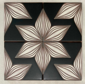 Hana Coasters (4"x4") - Handpainted Ceramic Tile Coasters for Kitchen, Bar, Bathroom, Wall & Table Decor